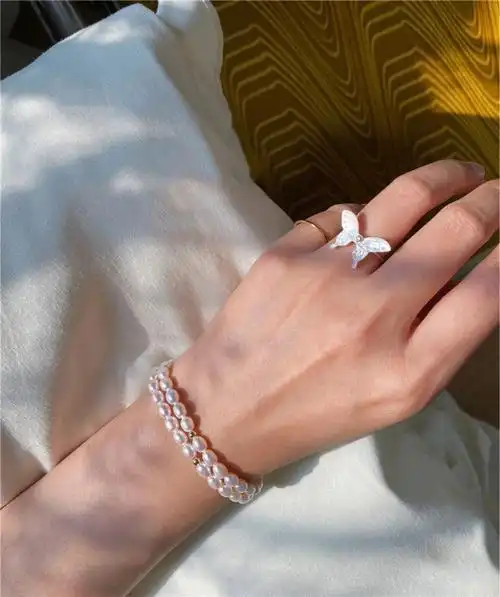 不用摘回馈品质天然珍珠小米粒手链弹力简约百搭14k包金手链#珍珠手链