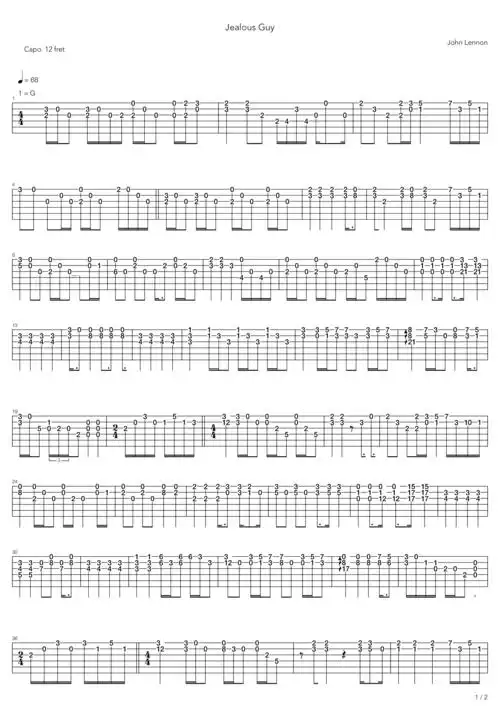 johnlennonjealousguy吉他谱