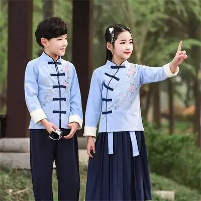 儿童古装汉服民国风中小学生校服男女童演出服中国风唐装班服套装