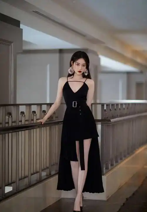 祝绪丹身穿黑色吊带高跟鞋,尽显迷人魅力!_皮肤_身材_时尚