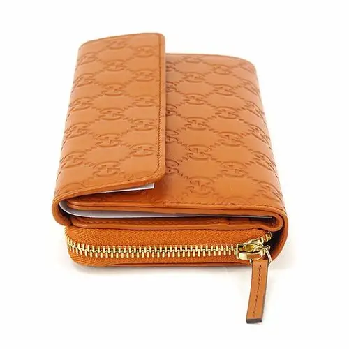 gucci/古驰 男士浅棕色双g真皮长款钱包 347112