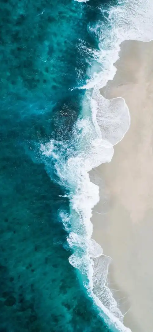 「木叶壁纸」:大海,浪花,沙滩壁纸,天蓝水蓝连空气都是蓝色的