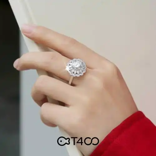 t4002克拉莫桑石钻戒女纯银开口2021年新款轻奢高级设计生日礼物