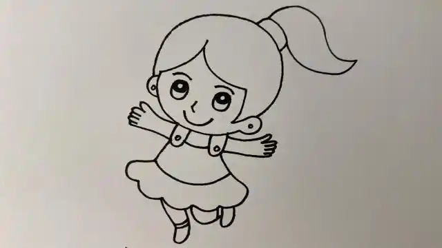 画乐观向上的马尾辫女孩