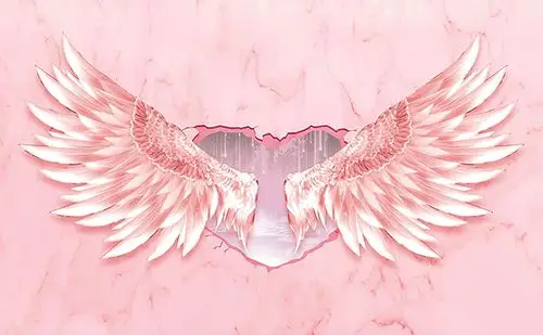 网红拍照羽毛翅膀背景墙纸奶茶店服装店酒店壁画舞蹈室直播间壁纸