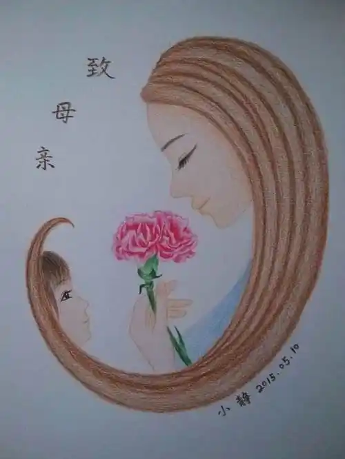 母爱手绘卡通插图插画漫画装饰画海报设计psd模板素材和妈妈手牵手
