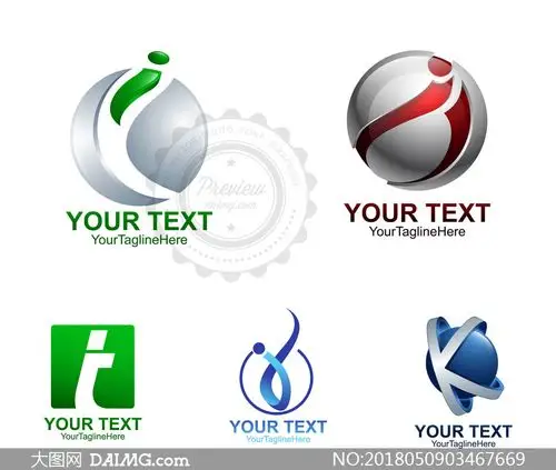 银色金属质感等标志创意设计矢量图