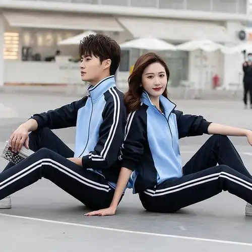 批发2021新款中学校服套装学院风初高中毕业季班服两件套定制logo