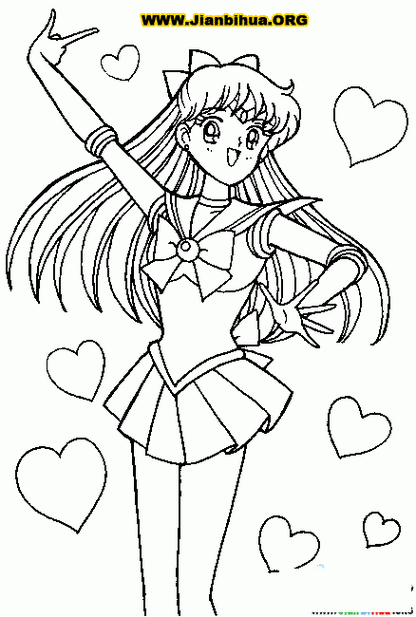 日本卡通人物简笔画    图片张简笔画国风美少女简笔画日本动漫人物