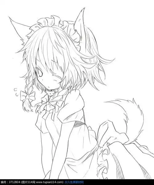 卡通女孩人物线稿jpg卡通人物图片动漫人物