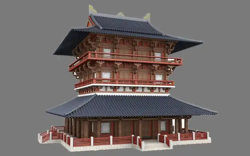 【maya场景建模】古风建筑阁楼模型制作,0基础场景建模思路讲解