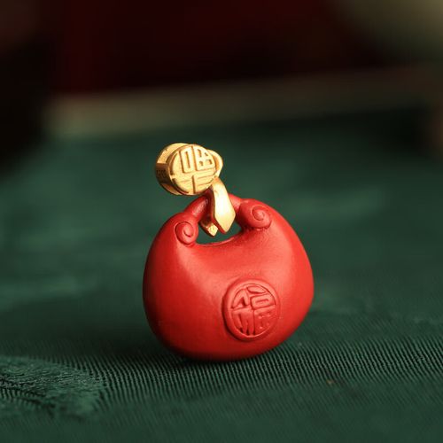 咏幻福锁袋朱砂银吊坠女新中式国风红色覆古福袋本命年项炼吊坠 【单吊坠】