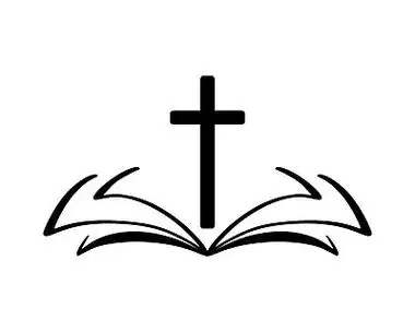 与十字架和圣经的象征.宗教团体.海报,标志,徽章,标志的设计元素