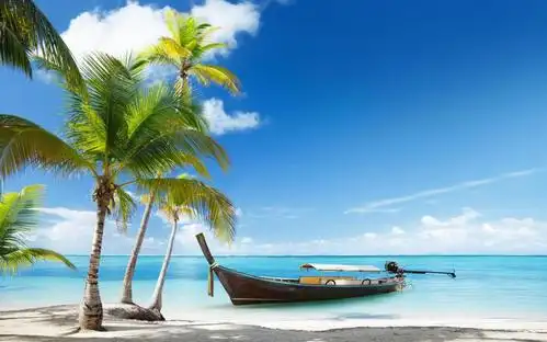 电脑平板电视机2880x1800海滩海岸小船钟吕书壁纸