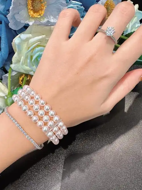 美出天际三排akoya珍珠手链
