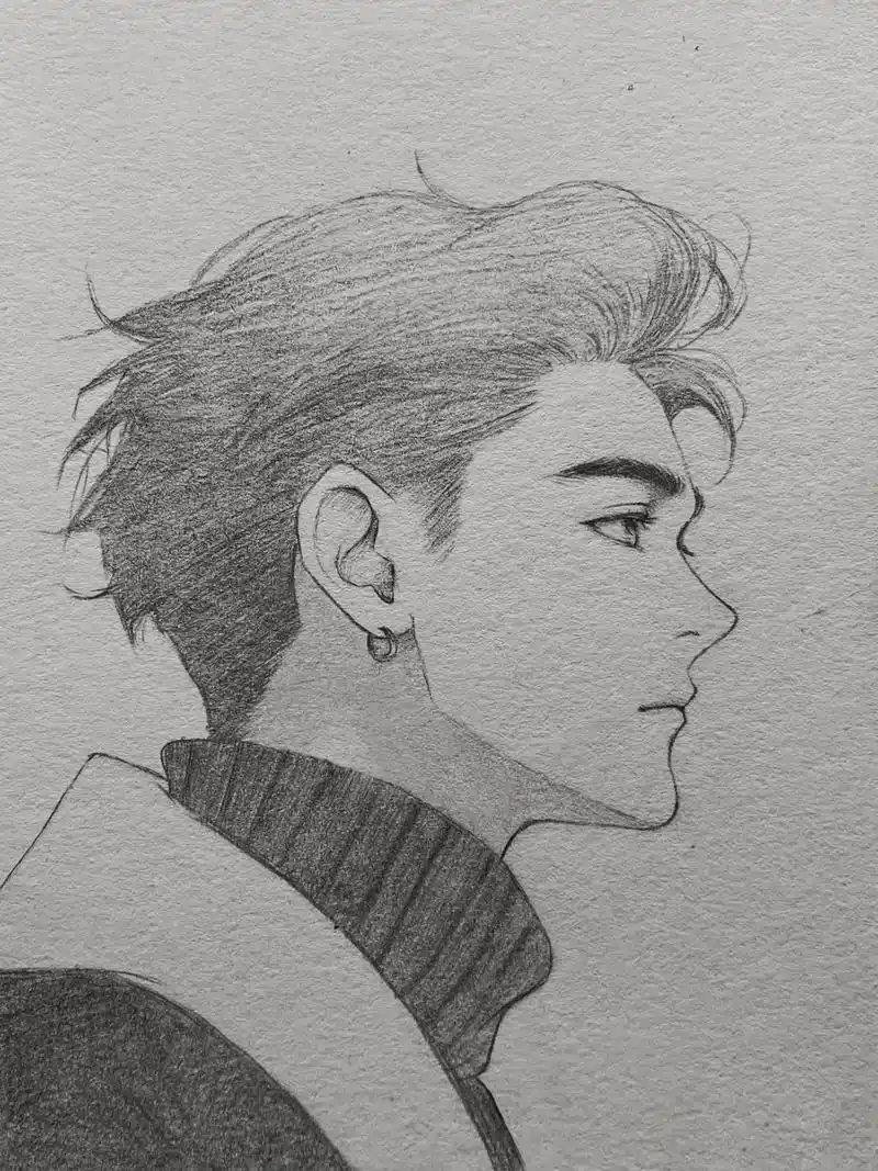 超简单男生侧面画法