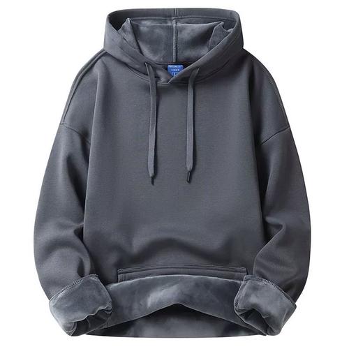 男女情侣款oversize圆领宽松落肩带帽2023年420克加绒连帽运动衫