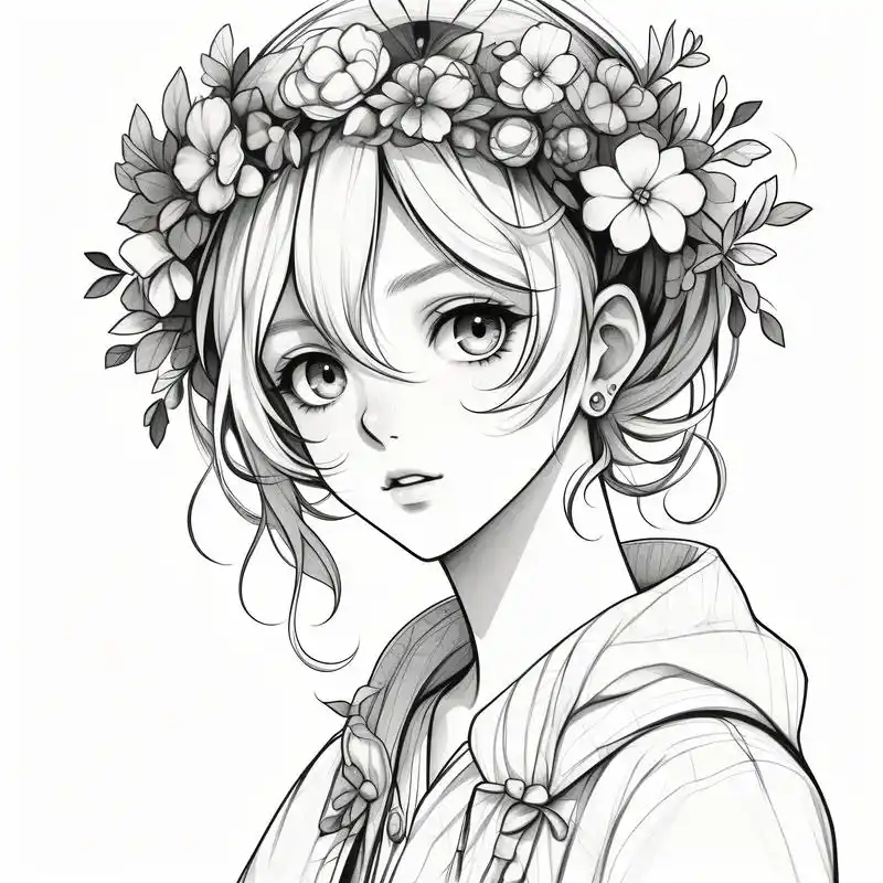 96动漫女生黑白素描头像精选94 探索二次元的世界,发现黑白素描的