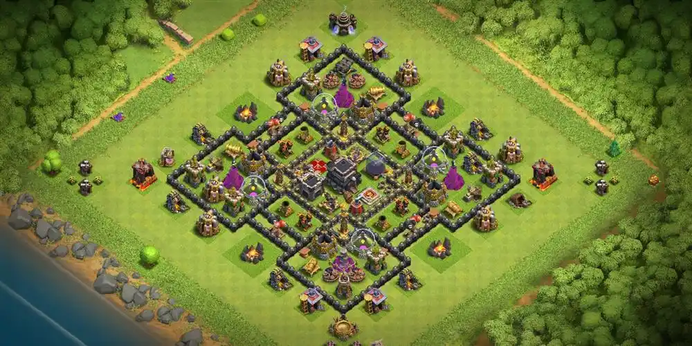 9本九本神阵(滑稽)日常阵～,部落冲突阵型分享,9本九本神阵(滑稽)日常