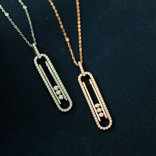 钻石滑动s925纯银欧美大牌范精品重工高品质微镶锆石钻中长款项链