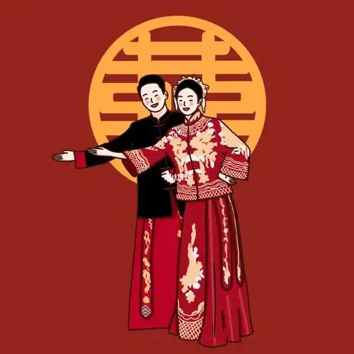 中式婚纱照手绘