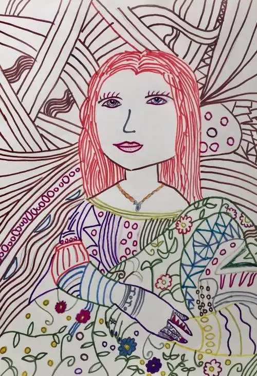 线描画《蒙娜丽莎》