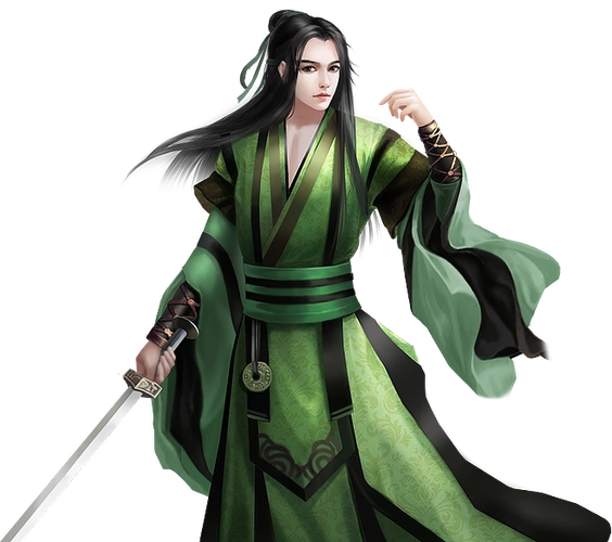 绿衣持剑男子古风