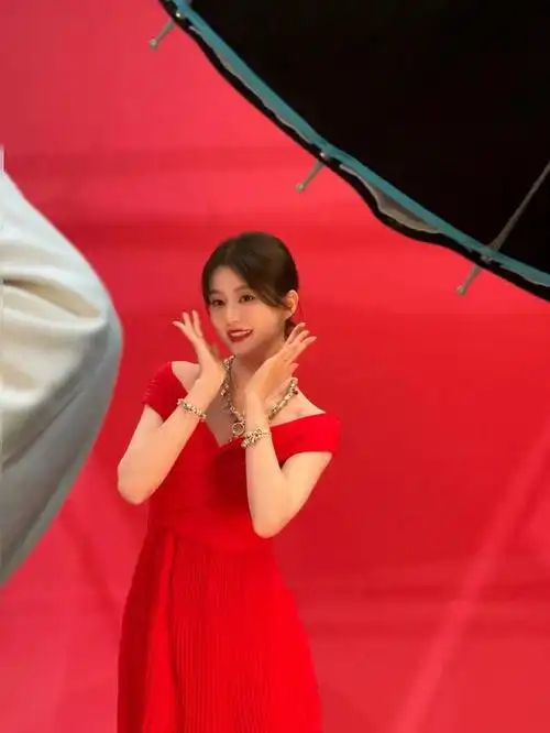 乔欣也在社交媒体上晒出了一组新年美照,照片中的她身穿一身大红色