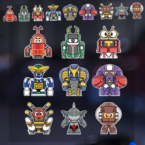 铁甲小宝车贴日系动漫卡布达蜻蜓队长贴纸摩托车身改装饰个性贴花