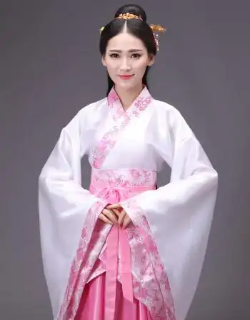 2018新款古装表演服装汉服女改良曲裾交领汉朝演出服古典舞蹈襦裙