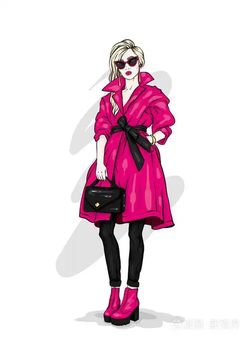 穿高跟鞋的时髦女人.时尚和风格.矢量插图