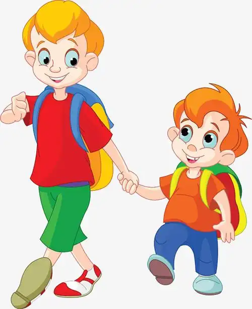 开学季学生手牵手返校的情景png