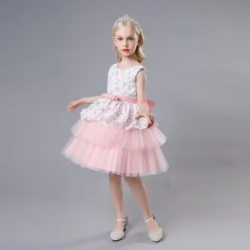 儿童合唱演出服小女孩黄色连衣裙蓬蓬纱裙公主裙礼服幼儿园舞蹈裙