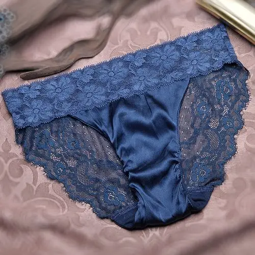 奢华欧美镂空蕾丝性感真丝内裤女低腰诱惑纯棉