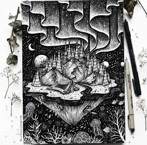 来自ins插画师 menis_art 针管笔插画