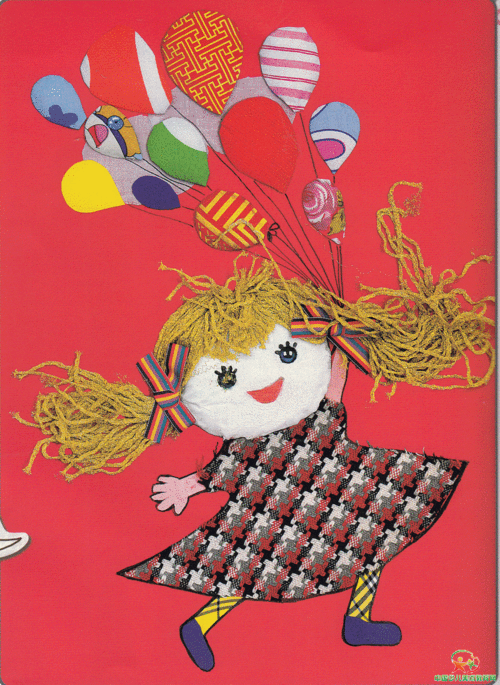 手工拼贴画会飞的女孩