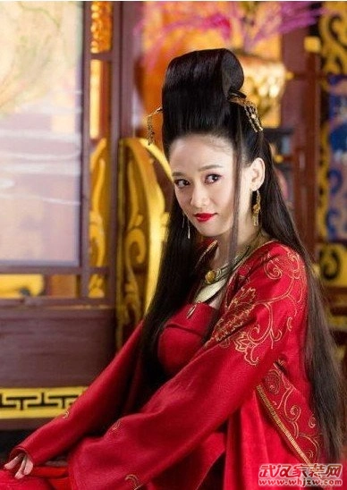 影视剧笑傲江湖陈乔恩东方不败大红绣花拖尾汉服婚服民族服装