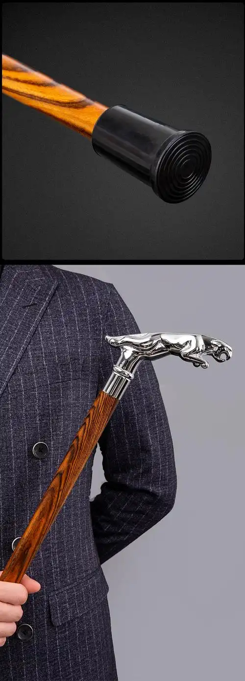 老人拐杖手杖实木豹头走秀手杖拐棍檀木f防滑拐杖礼品豹头款