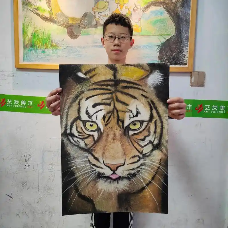 初中生画的老虎可还行