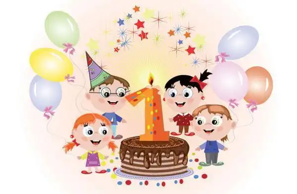 卡通生日场景矢量图