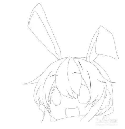简笔画--q版兔子装的女孩头像画法