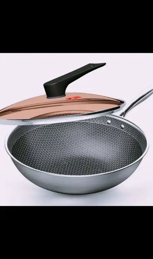 德国康巴赫第二代蜂窝无油烟不粘304不锈钢带彩盒炒锅不粘锅https