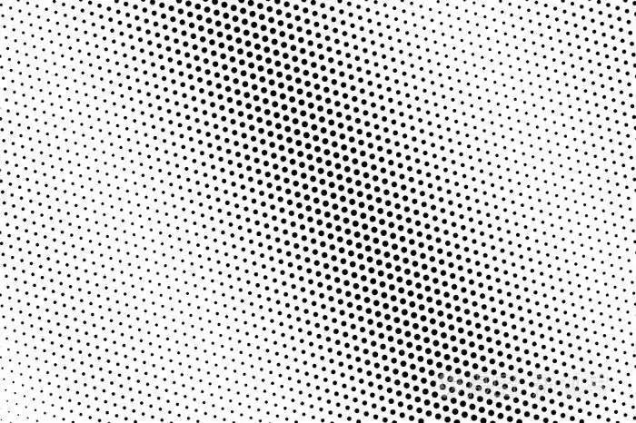 金属点状梯度. 抽象单色背景. 黑色墨水点在透明的背景上. 穿孔模板.