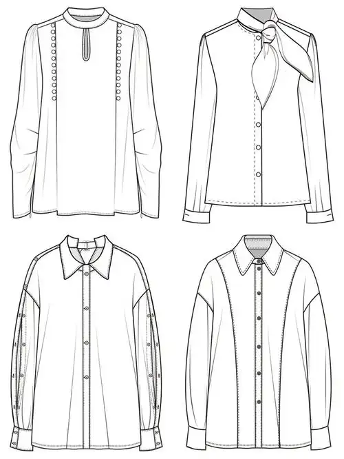 衬衫正反面服装款式图3