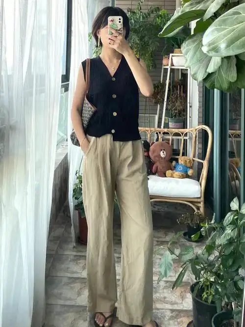 ootd亚麻阔腿裤就是夏日里的一阵风