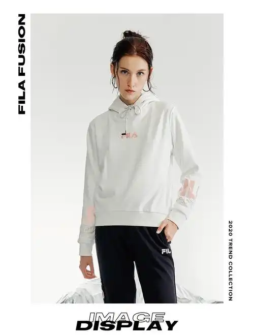 fila fusion 斐乐 女子连帽卫衣 2020秋季新款时尚运动潮流女装 浅棕