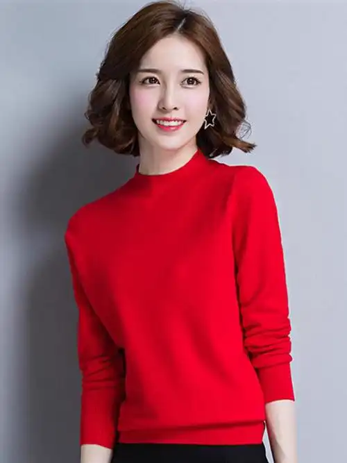 本命年红色女装时尚虎年衣服毛衣女秋冬季洋气加厚内搭过新年上衣