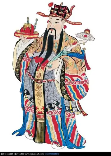 拿着帽子的财神爷