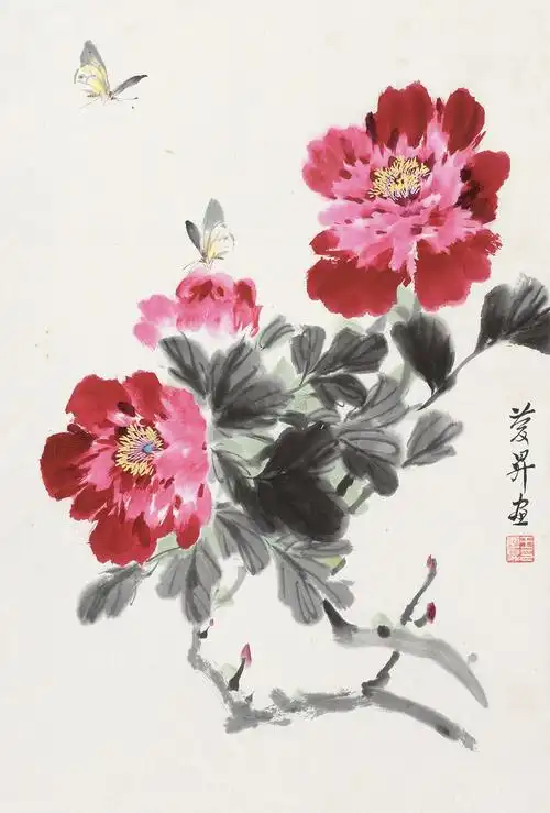 5247 牡丹 立轴 设色纸本