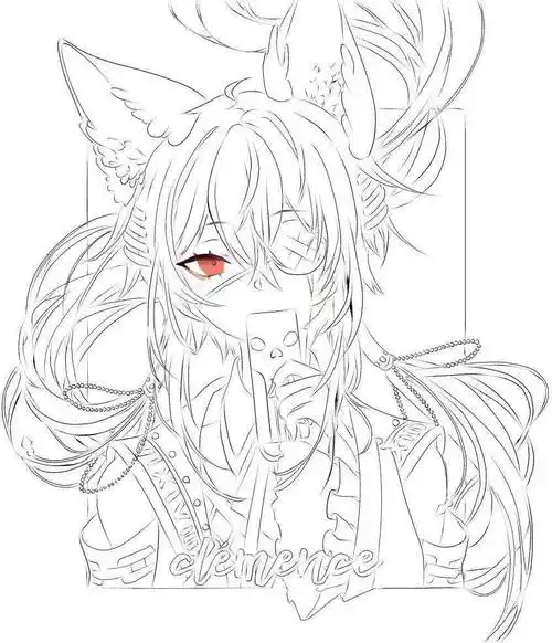 【黑白线稿】可爱动漫人物 线稿素材,临摹